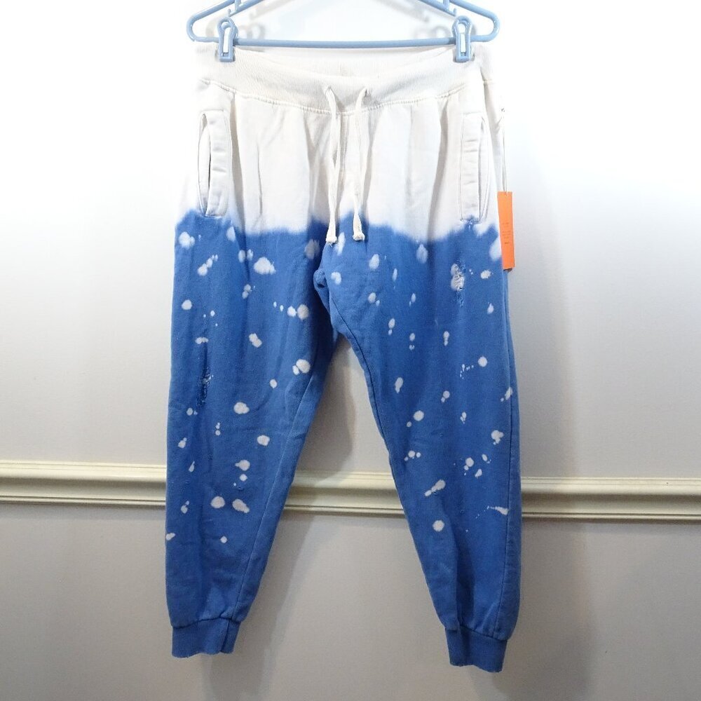 La Detresse Sweatpants Womens Size M Acid Wash Distressed Made In Usa Blue NWT